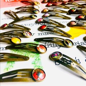 Hair clips made with vintage tin